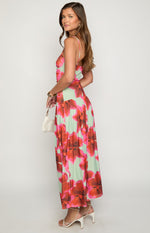 Lilliana Green Floral Print Maxi Dress Image