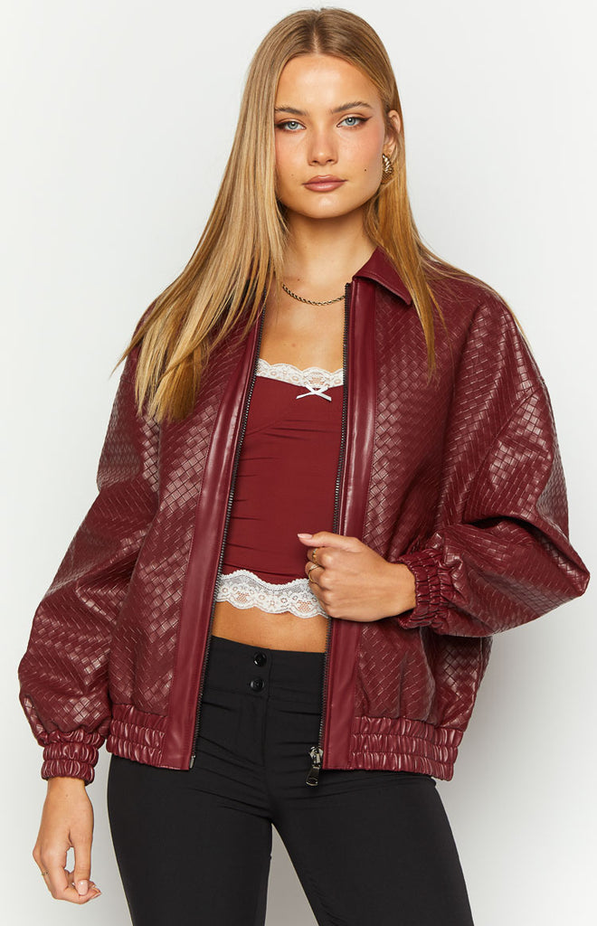 Lioness Kenny Burgundy Bomber Jacket – Beginning Boutique