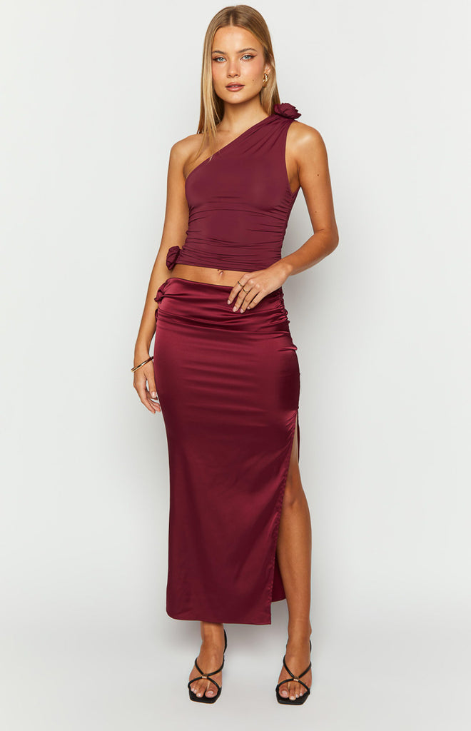 Lioness Rendezvous Burgundy One Shoulder Top – Beginning Boutique