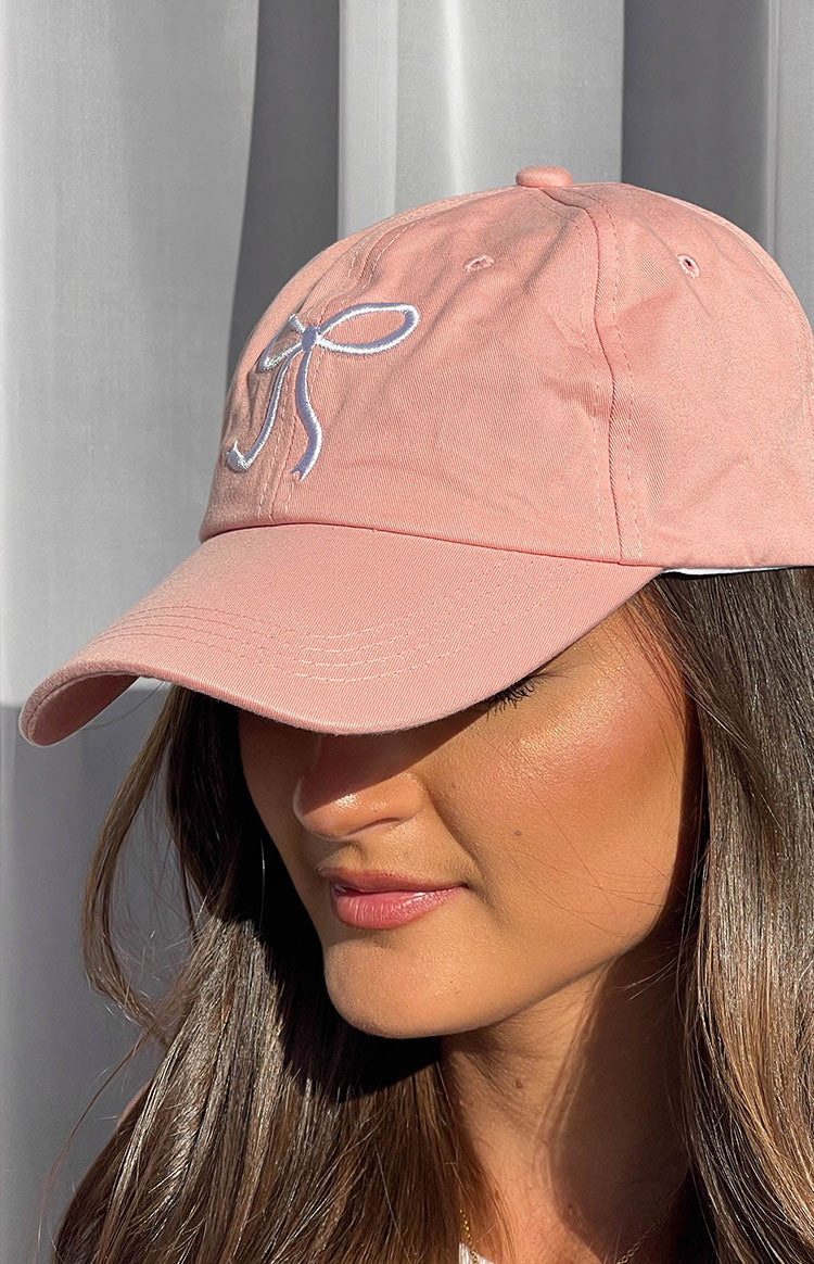 Liora Pink Embroidered Bow Baseball Cap Image