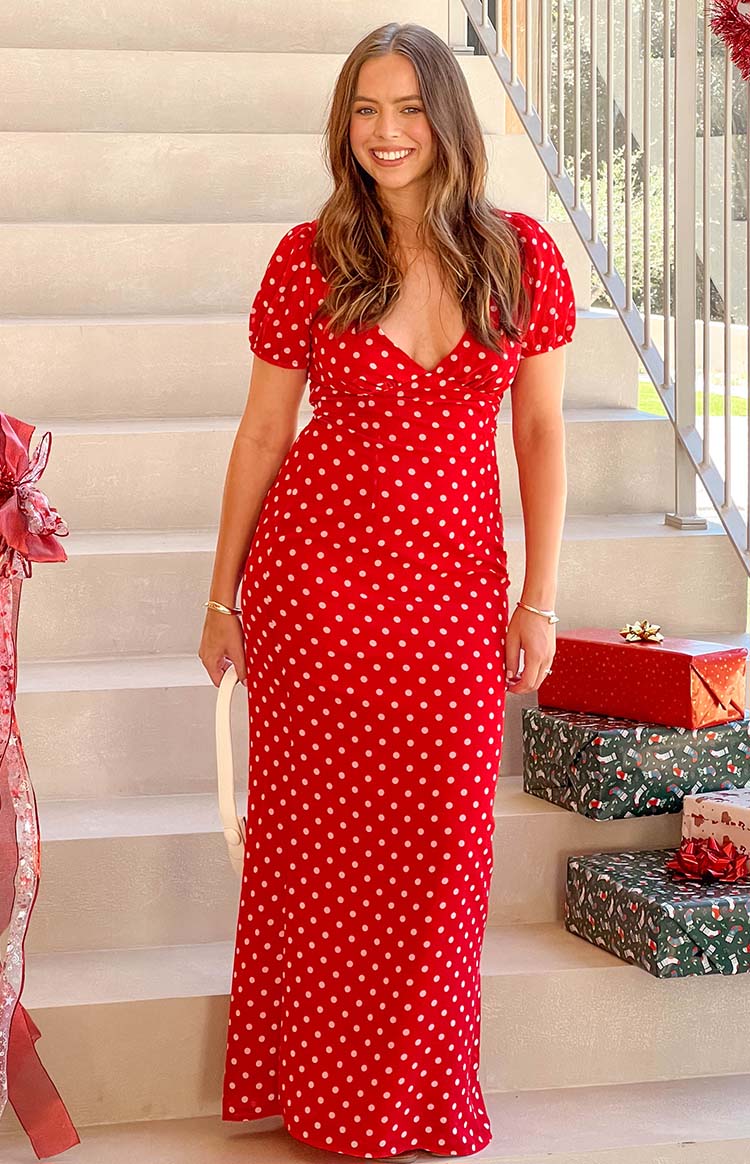 Red polka dot dress australia sales