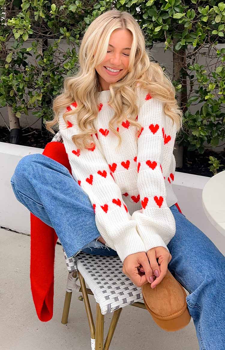 Lovey Red Heart Stripe Jumper Image