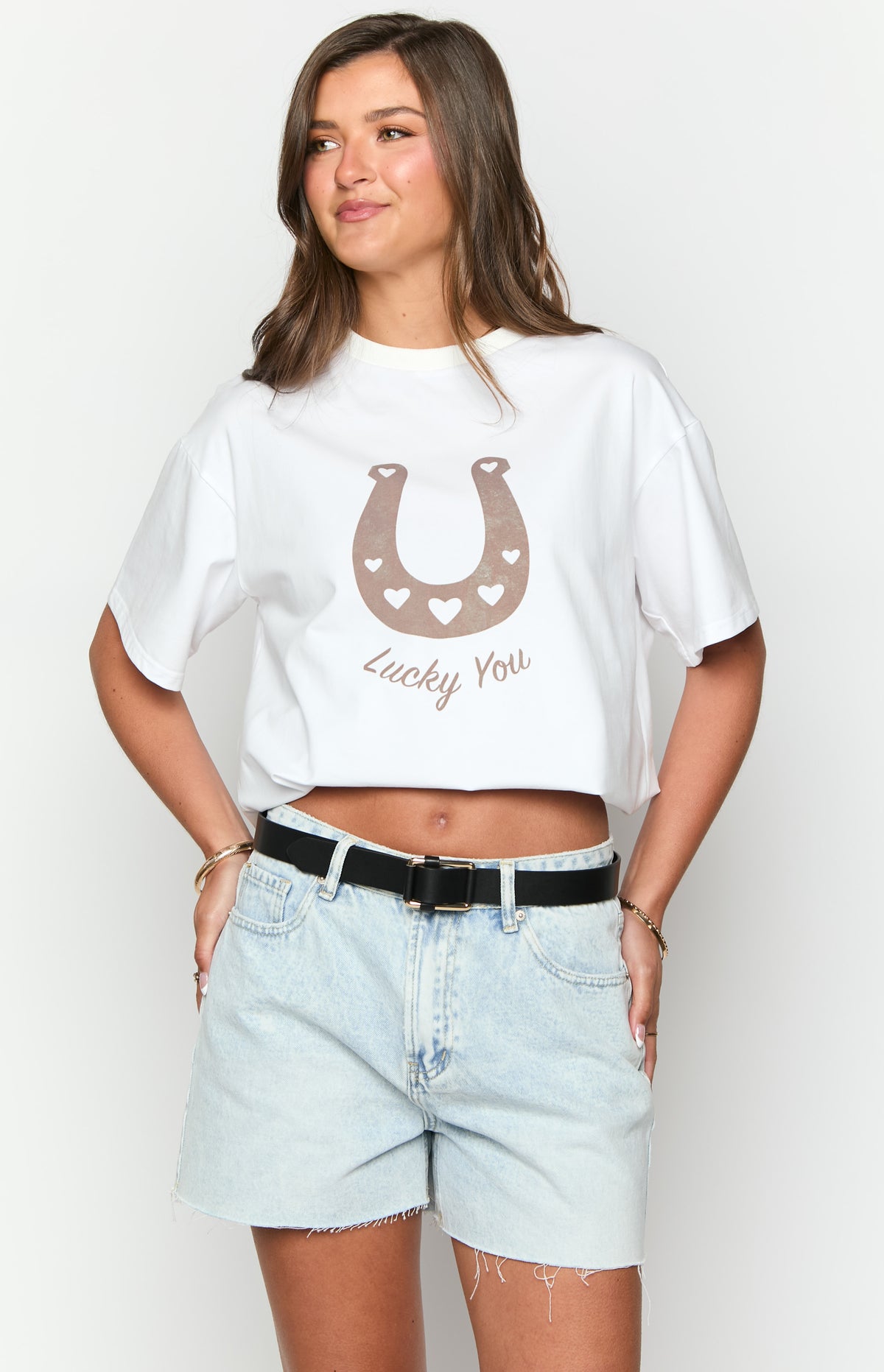 Lucky You White Western Tee Image