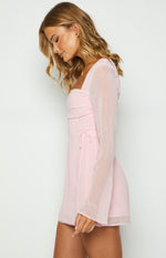 Lucy Baby Pink Long Sleeve Mini Dress
