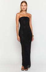 Lulana Black Strapless Rhinestone Maxi Dress Image