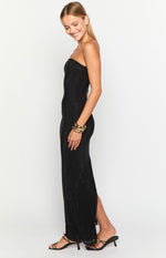 Lulana Black Strapless Rhinestone Maxi Dress Image
