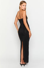 Lulana Black Strapless Rhinestone Maxi Dress Image