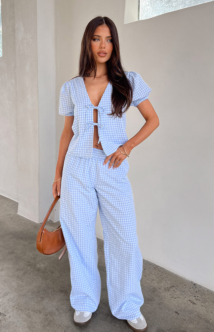 Lunya Blue Gingham Pants Image