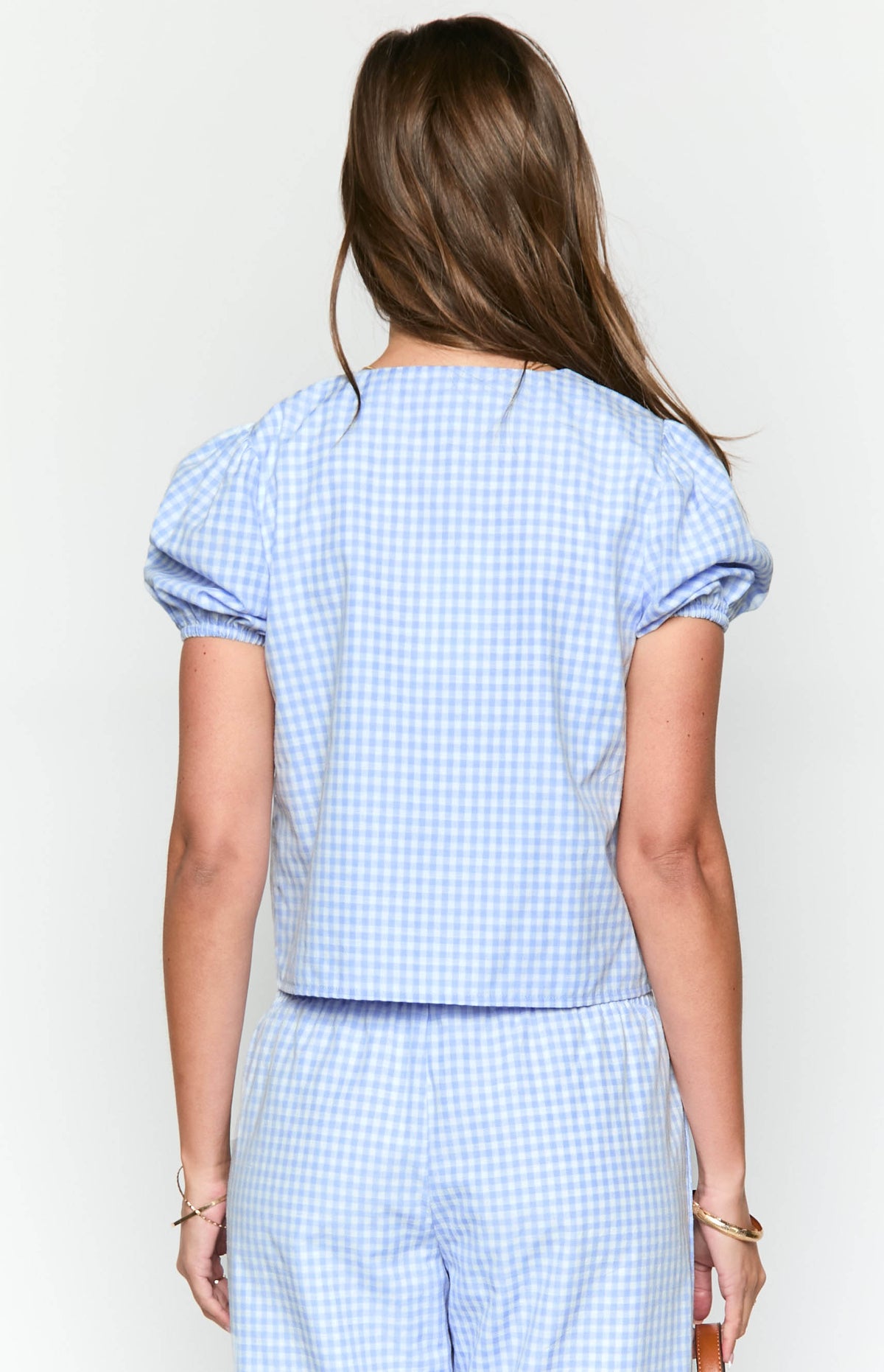 Lunya Blue Gingham Tie Up Top Image