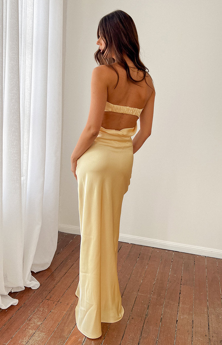 Shop Formal Dress - Maiah Yellow Maxi Dress fifth image