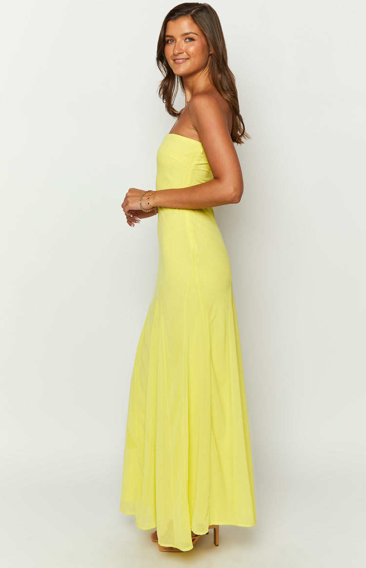 Shop Formal Dress - Myka Yellow Strapless Maxi Dress secondary image