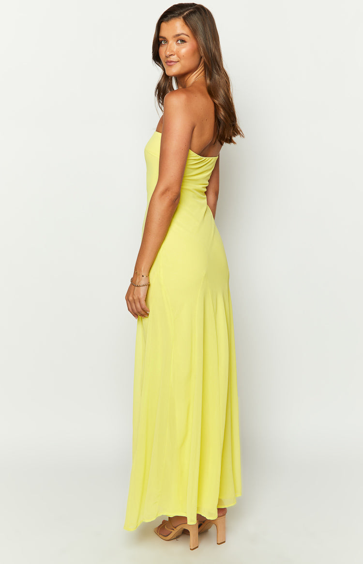 Shop Formal Dress - Myka Yellow Strapless Maxi Dress third image