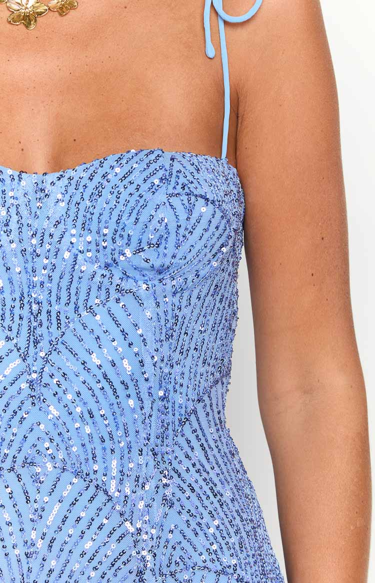 Penny Lane Light Blue Sequin Mini Dress Image