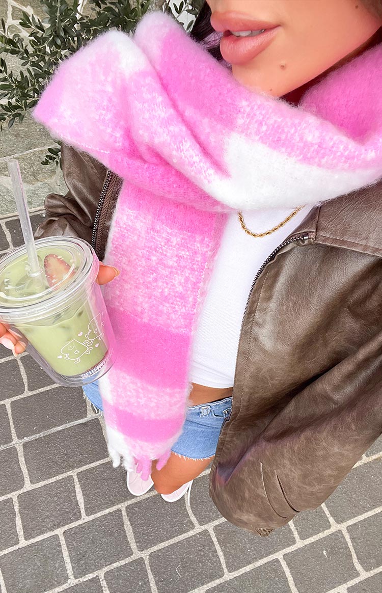 Pink Check Blanket Scarf Image