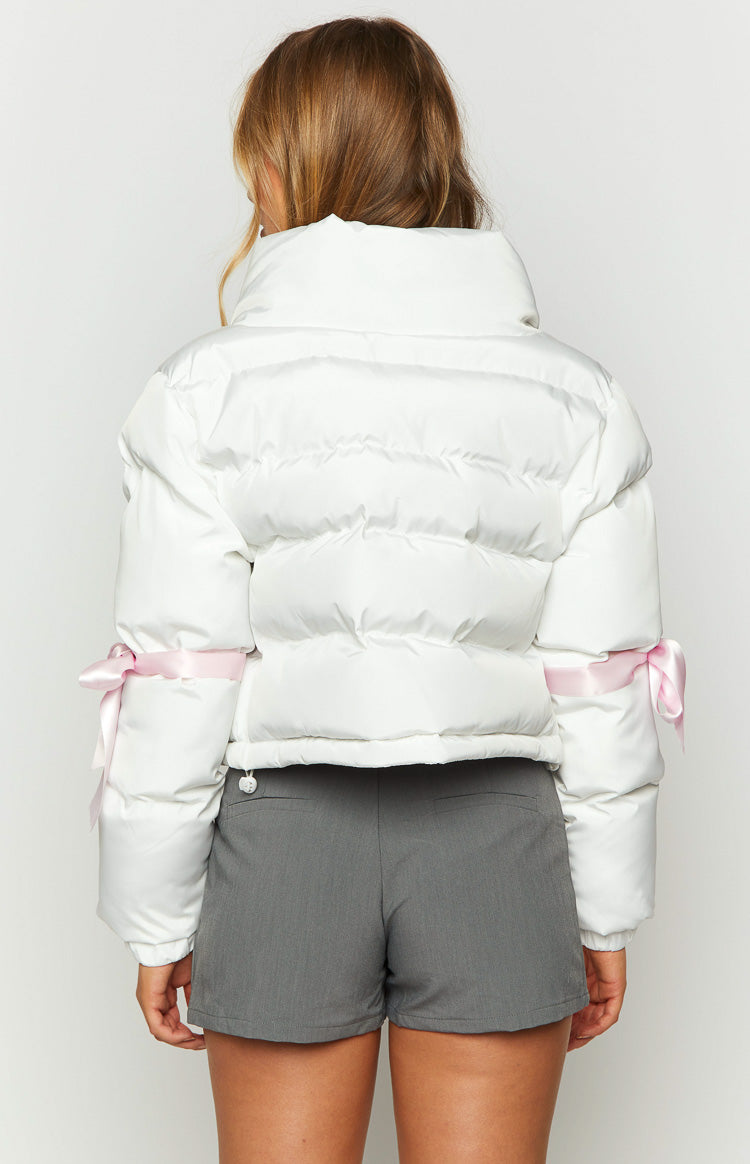 Polar White Bow Puffer Jacket Image