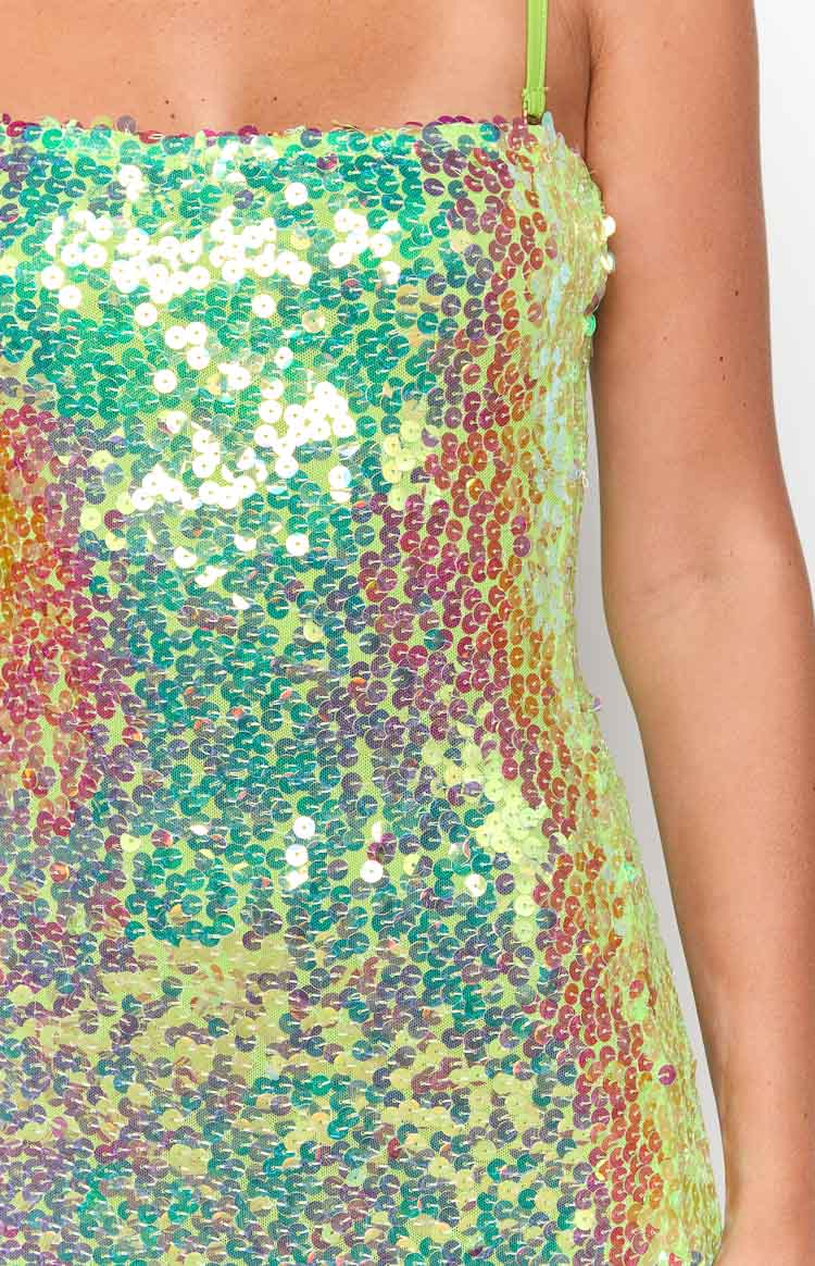 Radiant Green Sparkle Mini Dress Image