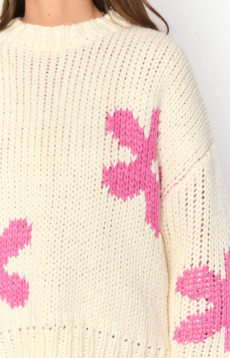 Ryver Cream Flower Knit Sweater Image