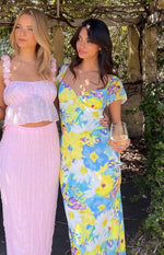 Raymi Blue Floral Chiffon Maxi Dress Image
