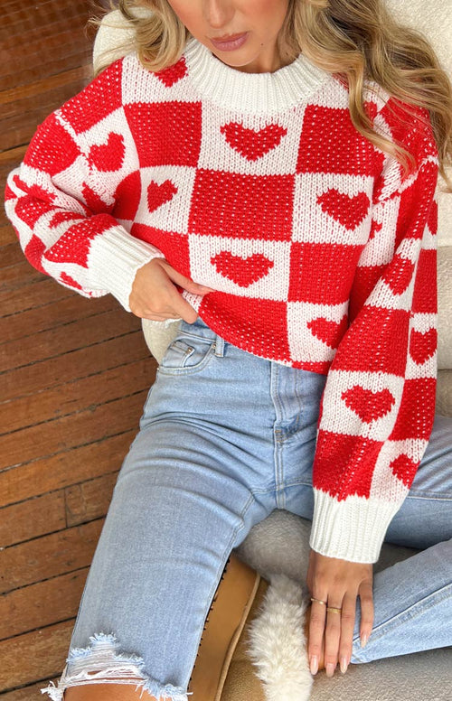 Red Heart Patchwork Jumper – Beginning Boutique