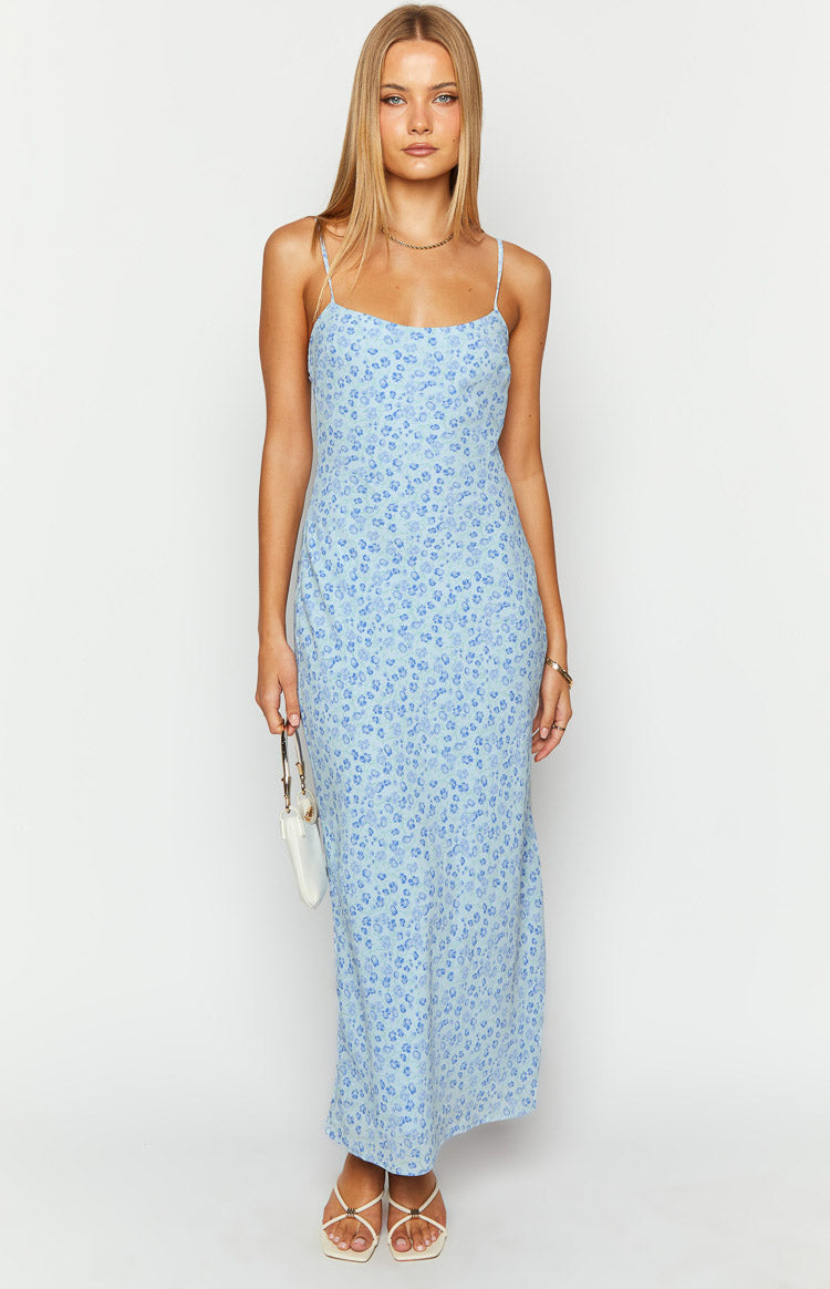 Renesmee Blue Floral Print Maxi Dress Image