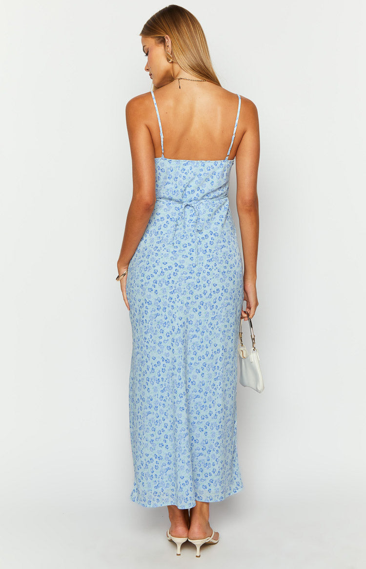 Renesmee Blue Floral Print Maxi Dress Image