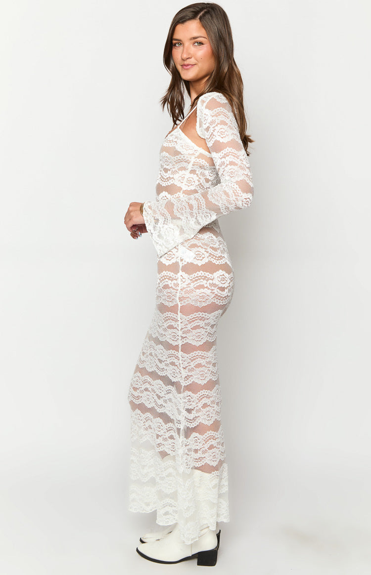Rey White Lace Maxi Dress And Bolero Image