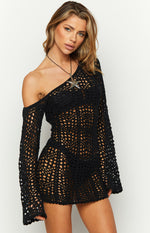 Riga Black Long Sleeve Mini Dress Image