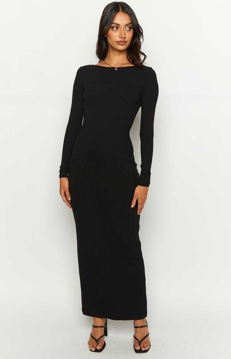 Romilly Black Long Sleeve Maxi Dress – Beginning Boutique