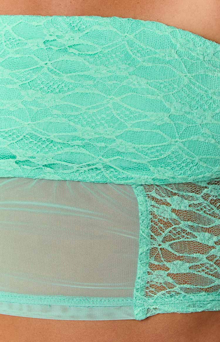 Stay Teal Strapless Lace Corset Top Image