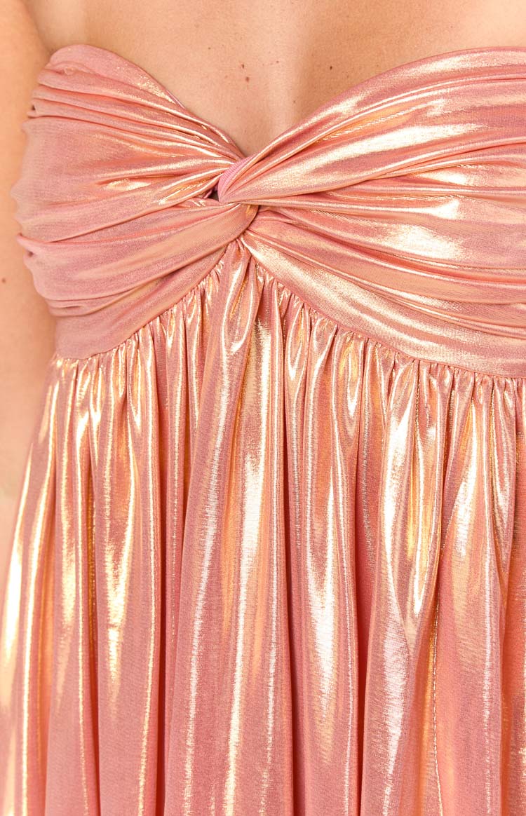 Suzu Orange Metallic Strapless Mini Dress Image