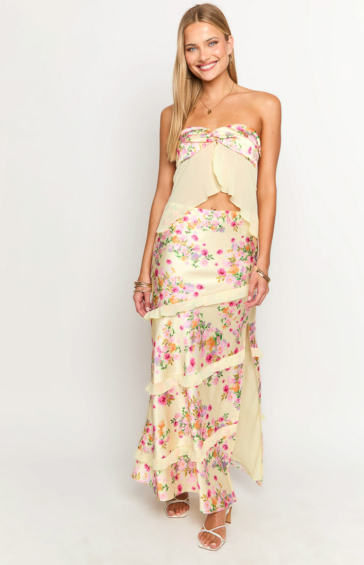 Saldana Yellow Bloom Maxi Skirt Image