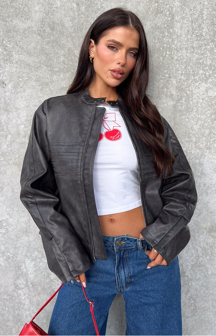 Sam Vintage Black PU Jacket Image