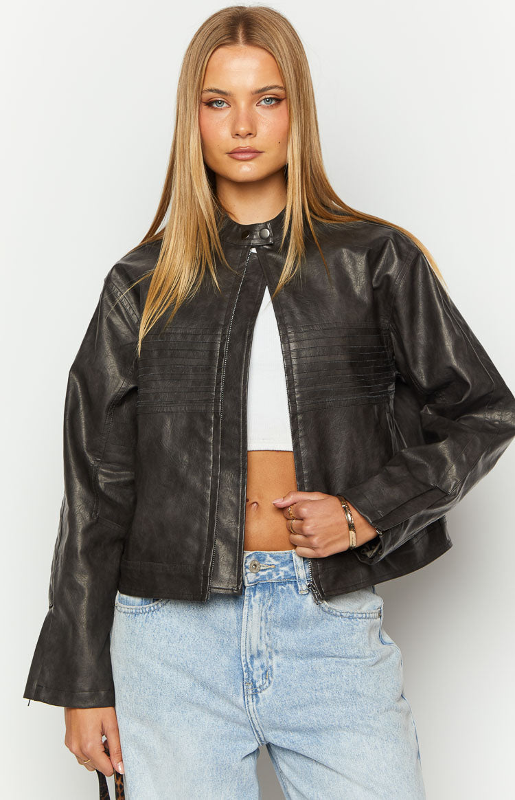 Sam Vintage Black PU Jacket Image