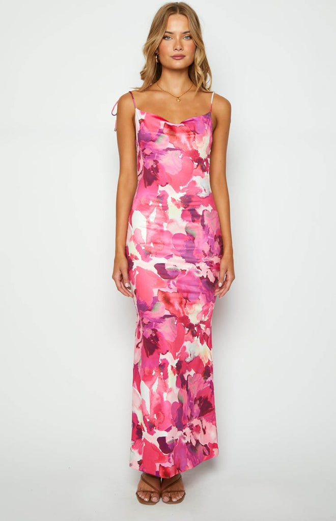 Selena Pink Print Maxi Dress – Beginning Boutique