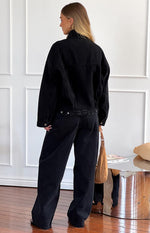 She's Yours Black Wide Leg Boyfriend Jeans Image