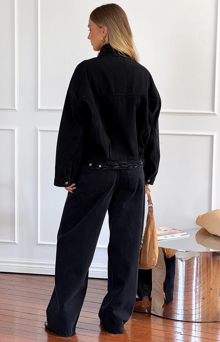 She's Yours Black Wide Leg Boyfriend Jeans Image