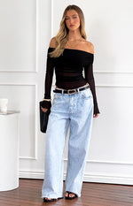 Sky Black Mesh Off Shoulder Top Image