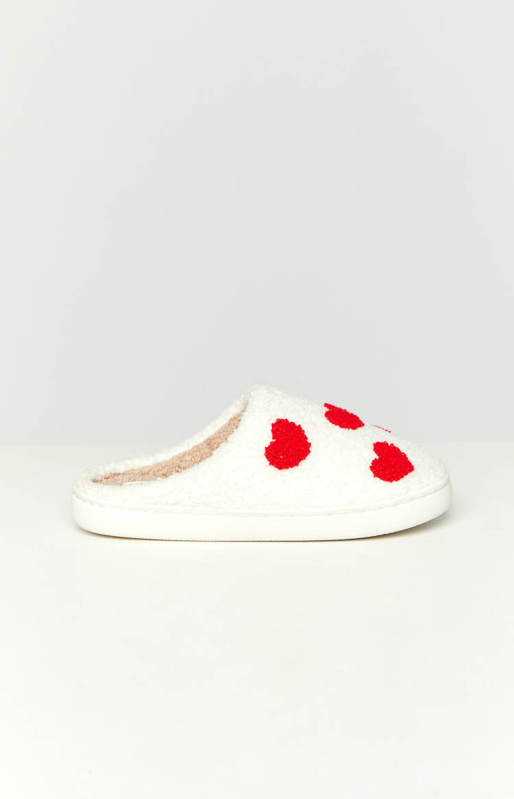 Sweetheart Sole White Love Heart Slippers Image