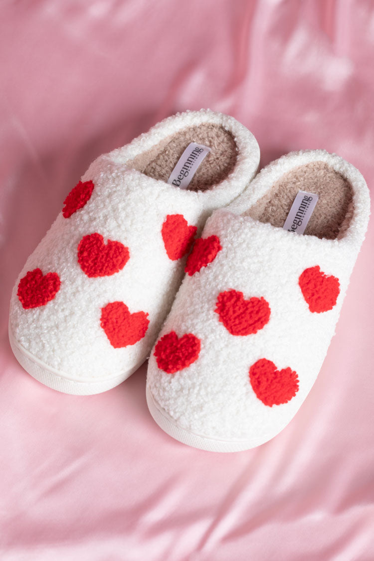 Sweetheart Sole White Love Heart Slippers Image