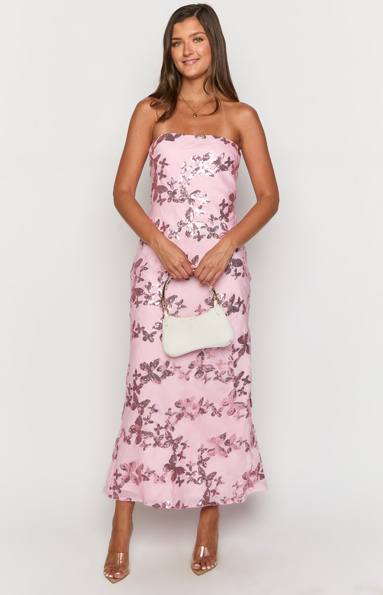 Tari Pink Butterfly Sequin Maxi Dress Image