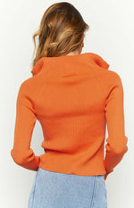 Tahni Orange Zip Up Knit Jacket Image