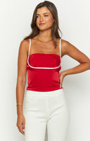 Tamra Red Low Back Top