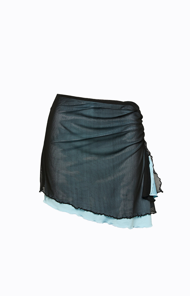 Taytum Blue Contrast Mesh Mini Skirt Image
