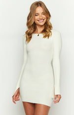 Tillie White Knit Mini Dress Image