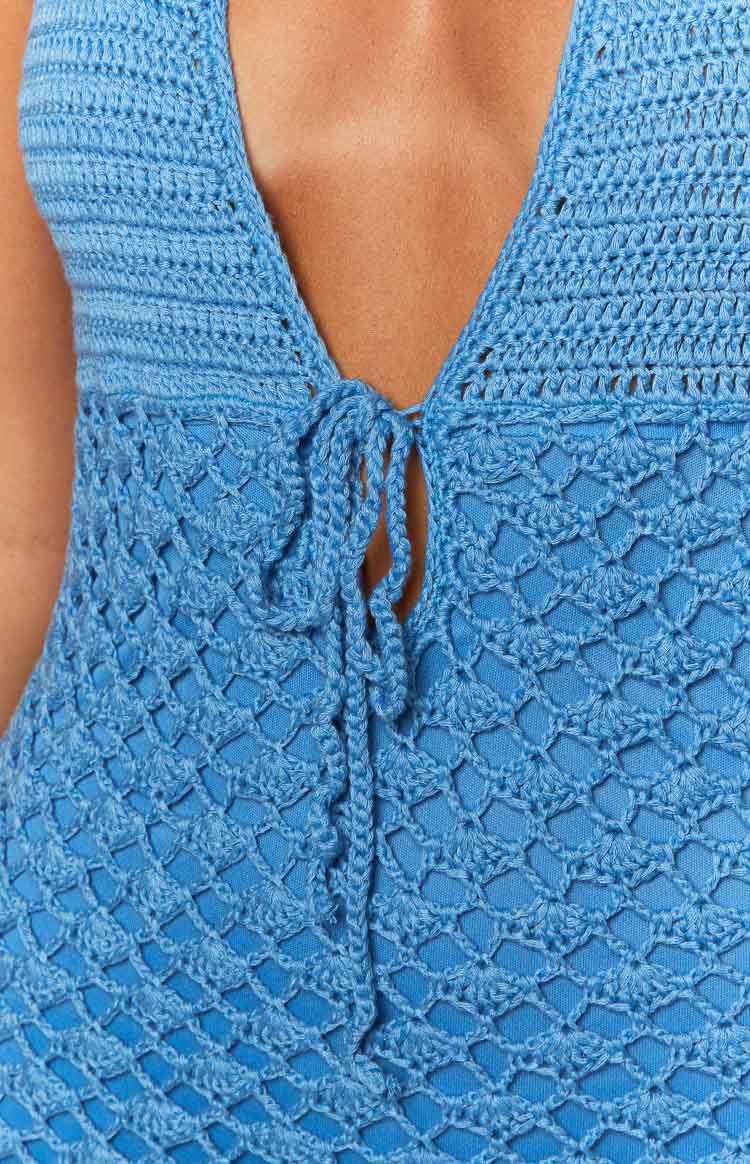 Collective Dress - Tulip Blue Crochet Mini Dress sixth image