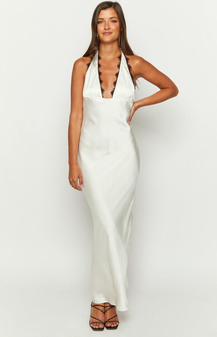 Shop Formal Dress - Valletta White Halter Neck Maxi Dress featured image