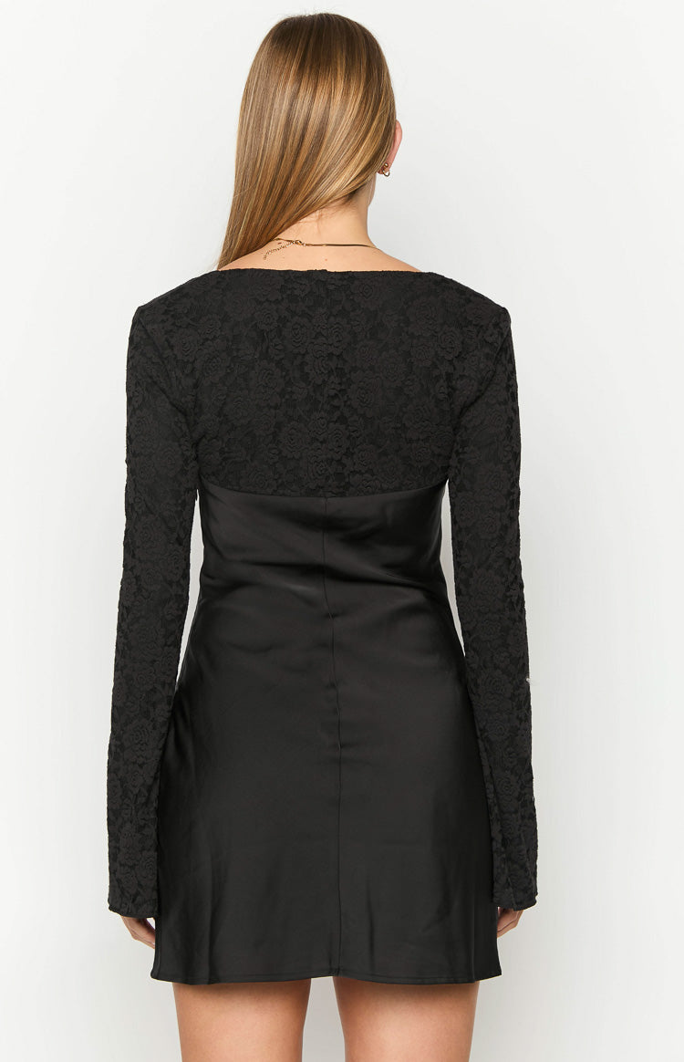 Vanette Black Long Sleeve Mini Dress Image