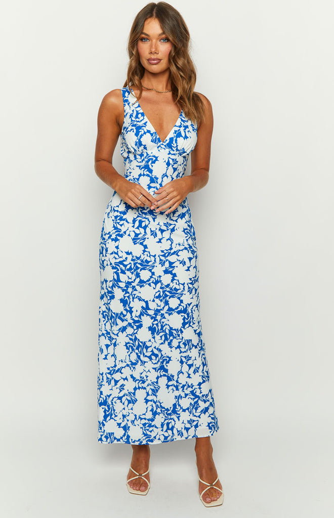 Verlaine Blue Floral Maxi Dress – Beginning Boutique