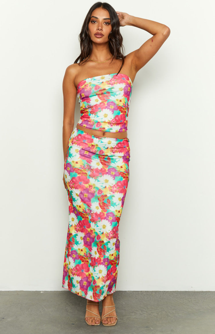 When in Rome Floral Print Mesh Maxi Skirt – Beginning Boutique