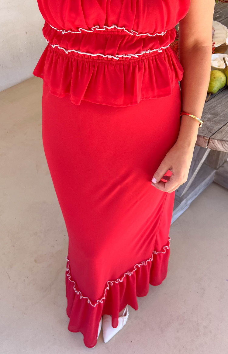 Wiatt Red Maxi Skirt Image